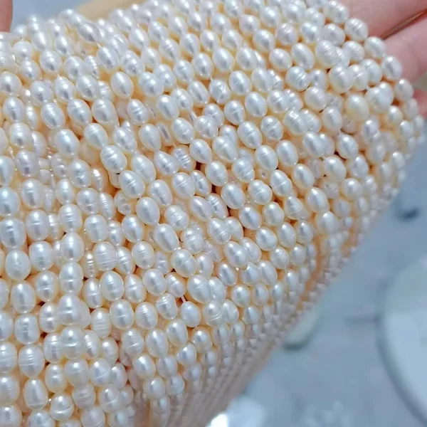 100% Natural Freshwater Pearls 4-10mm White Rice Shape Beads for Jewelry Making DIY Bracelet and Necklace Jewelry Accessories - Image 2