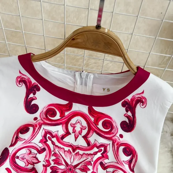 Fashion Runway Summer Short Dress Women's Sleeveless Red Blue And White Porcelain Flower Print Holiday Tank Mini Vestidos - Image 17
