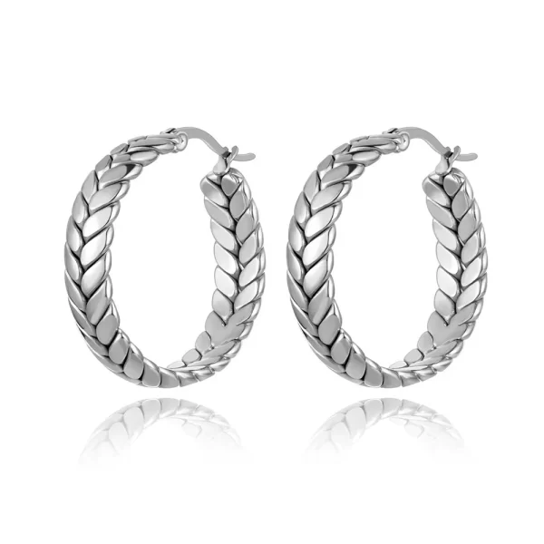Lokaer Titanium Stainless Steel Cast Geometric Chain Hoop Earrings Trendy Gold Plated Handmade Simple Earrings For Women E22095 - Image 8