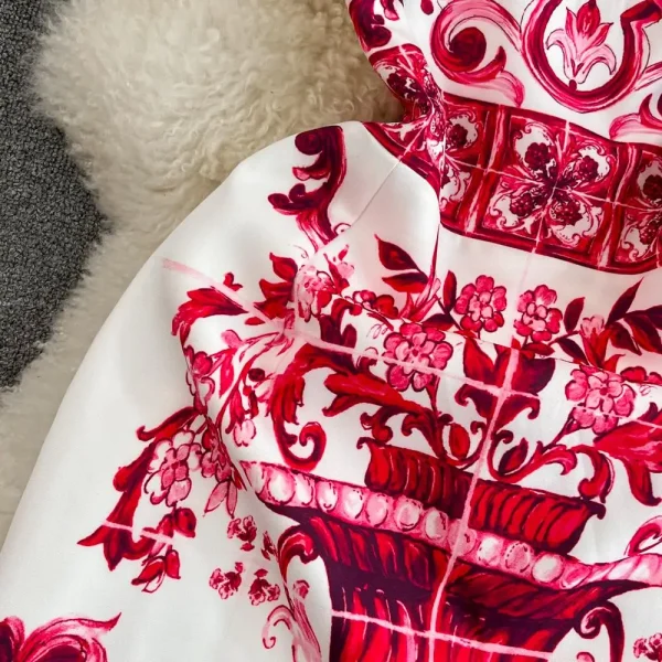 Fashion Runway Summer Short Dress Women's Sleeveless Red Blue And White Porcelain Flower Print Holiday Tank Mini Vestidos - Image 22