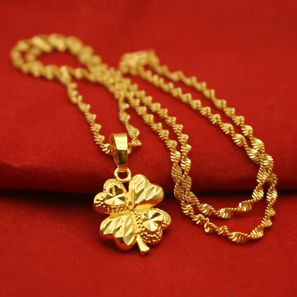 Color 18k Gold Necklace Short Chain Lovely Collarbone for Women Party Fine Jewelry Gift Real 24k 999 Yellow Gold Plated Pendant - Image 12