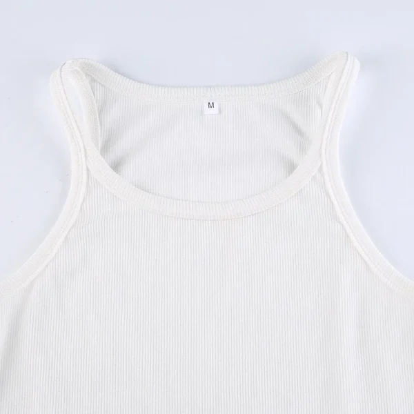 Casual White Sleeveless Cotton Cami Top Women Fashion Ribbed Crop Top Tees Ladies Basic Fitness Camisole Summer 2024 - Image 20