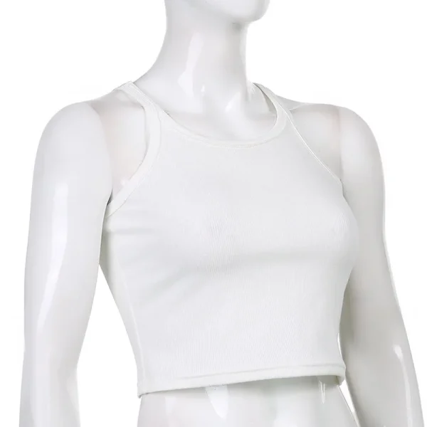 Casual White Sleeveless Cotton Cami Top Women Fashion Ribbed Crop Top Tees Ladies Basic Fitness Camisole Summer 2024 - Image 18