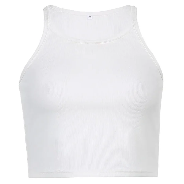 Casual White Sleeveless Cotton Cami Top Women Fashion Ribbed Crop Top Tees Ladies Basic Fitness Camisole Summer 2024 - Image 16