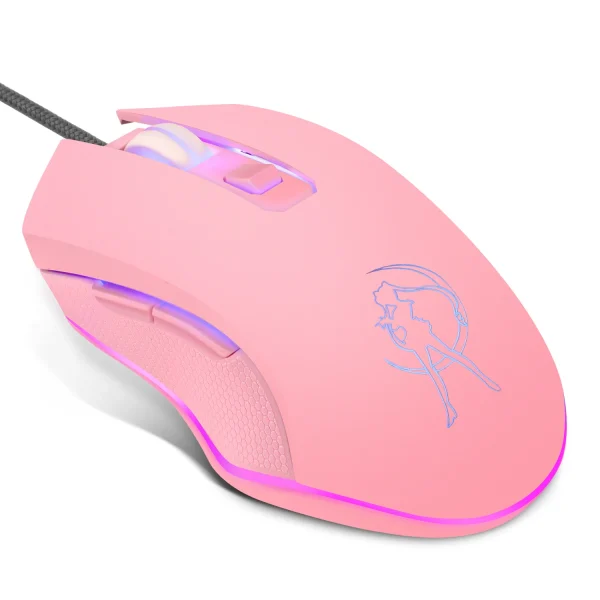 Wired Silent Mouse Colorful Glowing Pink Gaming Mouse Beautiful Girl Silent Wired Mouse 2400dpi Ergonomics for PC Laptop - Image 7