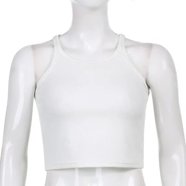 Casual White Sleeveless Cotton Cami Top Women Fashion Ribbed Crop Top Tees Ladies Basic Fitness Camisole Summer 2024 - Image 17