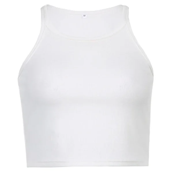 Casual White Sleeveless Cotton Cami Top Women Fashion Ribbed Crop Top Tees Ladies Basic Fitness Camisole Summer 2024 - Image 6