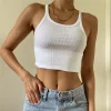 Casual White Sleeveless Cotton Cami Top Women Fashion Ribbed Crop Top Tees Ladies Basic Fitness Camisole Summer 2024 - Image 3