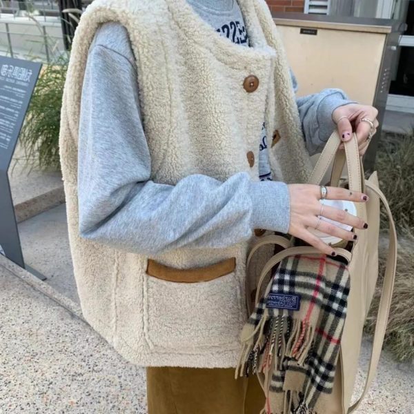 Reversible Vests New Spring Autumn Women Plush Waistcoat Winter Warm Thick Vests Sleeveless Jacket Ladies Coats - Image 8