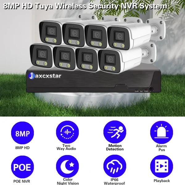 TUYA Smart 8CH NVR Recorder 4K 8MP CCTV Video Surveillance POE System Color Night Vision Human Detect Smart Security MonitorKit - Image 8