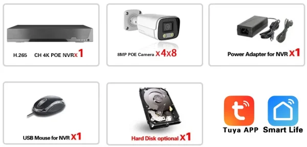TUYA Smart 8CH NVR Recorder 4K 8MP CCTV Video Surveillance POE System Color Night Vision Human Detect Smart Security MonitorKit - Image 9