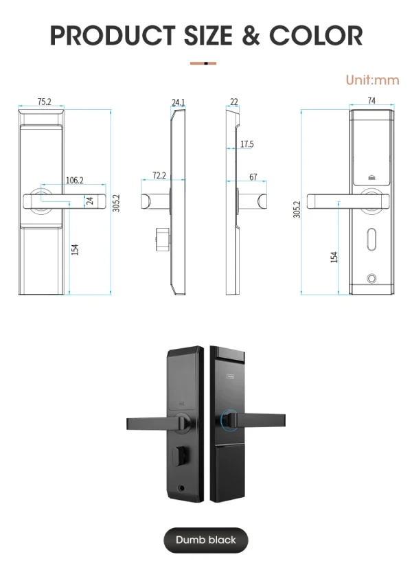 Locstar New Intelligent High-End Digital Offline Hotel Locking System Smart Card Hotel Handle Security Door Lock - Image 17