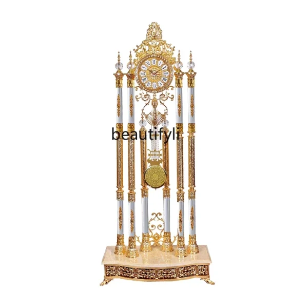 Living Room European Style Standing Grandfather Clock Golden Crystal the Grandfather Clock Living Room Luxury Villa