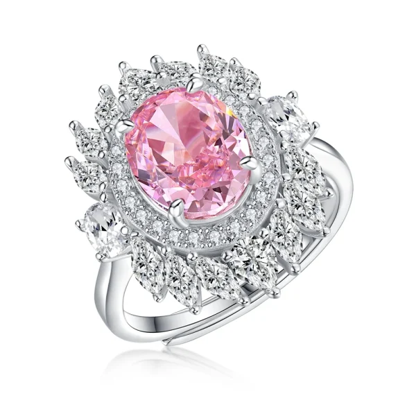 IsRabbit 18K Gold Plated 8*10MM Fancy Intense Purple Pink Created Sapphire Anniversary Ring 925 Sterling Silver Romantic Jewelry - Image 2