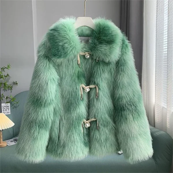 2024 Fur Coat For Women Medium-Length Pearl Buckle Women's Winter Coat Promotion Winter Jacket