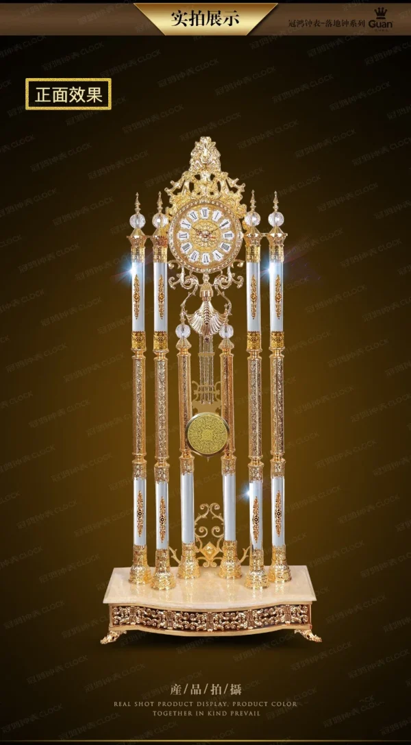 Living Room European Style Standing Grandfather Clock Golden Crystal the Grandfather Clock Living Room Luxury Villa - Image 16