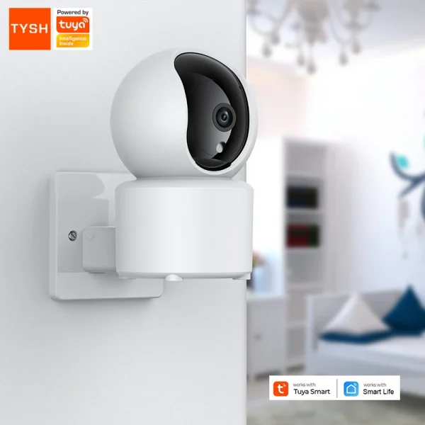 TYSH Wall Mounting Surveillance Ip Smart  Tuya Wifi Cctv Mini Ptz Home Security s Plug&Usb Cable Power Supply - Image 4