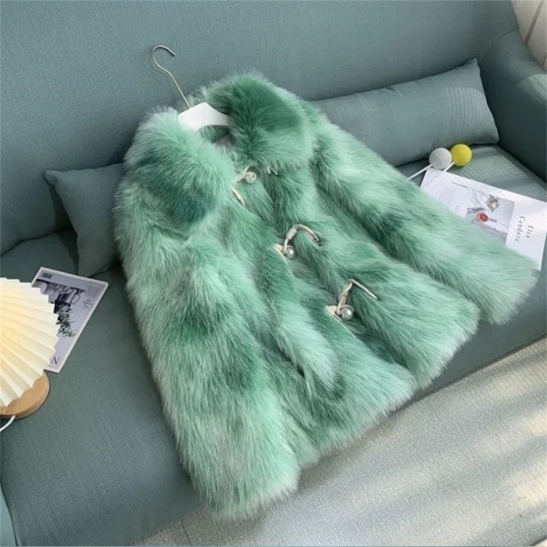2024 Fur Coat For Women Medium-Length Pearl Buckle Women's Winter Coat Promotion Winter Jacket - Image 16