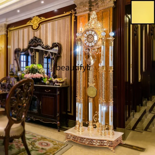 Living Room European Style Standing Grandfather Clock Golden Crystal the Grandfather Clock Living Room Luxury Villa - Image 2