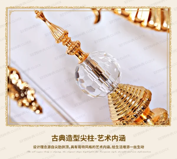 Living Room European Style Standing Grandfather Clock Golden Crystal the Grandfather Clock Living Room Luxury Villa - Image 22