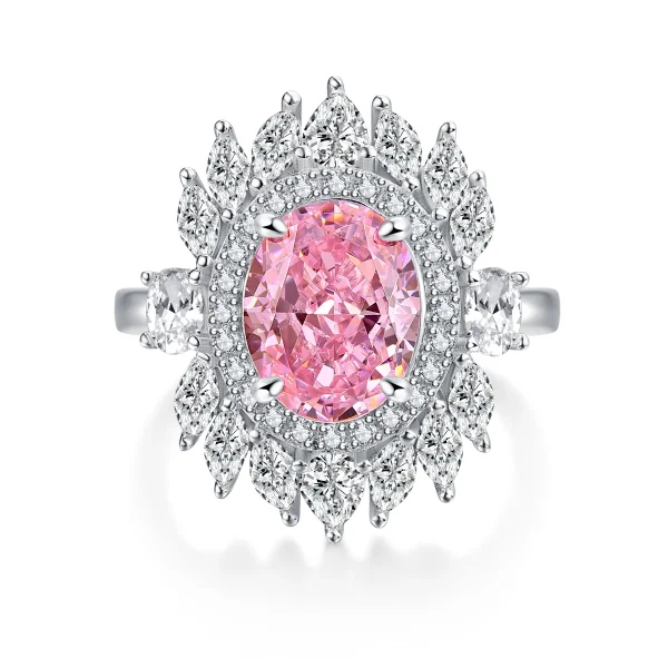 IsRabbit 18K Gold Plated 8*10MM Fancy Intense Purple Pink Created Sapphire Anniversary Ring 925 Sterling Silver Romantic Jewelry - Image 7