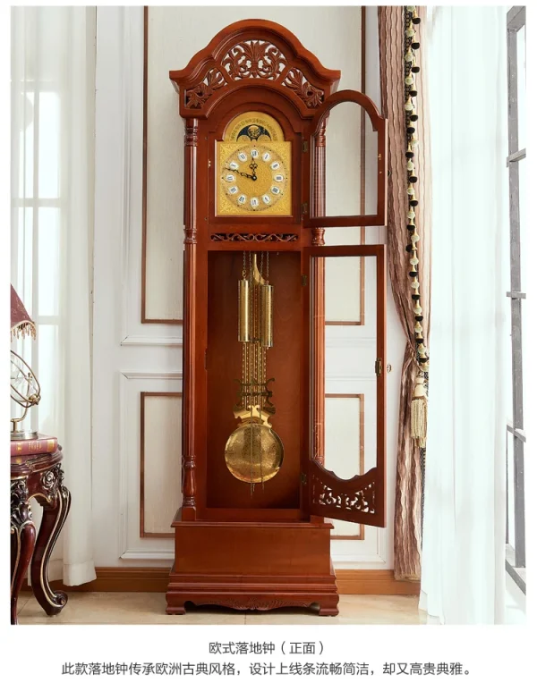 The Grandfather Clock European Luxury Mechanical Clock Solid Wood Chinese Style Villa Standing Grandfather Clock Retro - Image 16