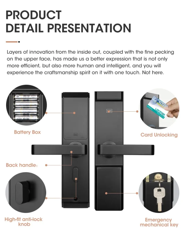 Locstar New Intelligent High-End Digital Offline Hotel Locking System Smart Card Hotel Handle Security Door Lock - Image 10