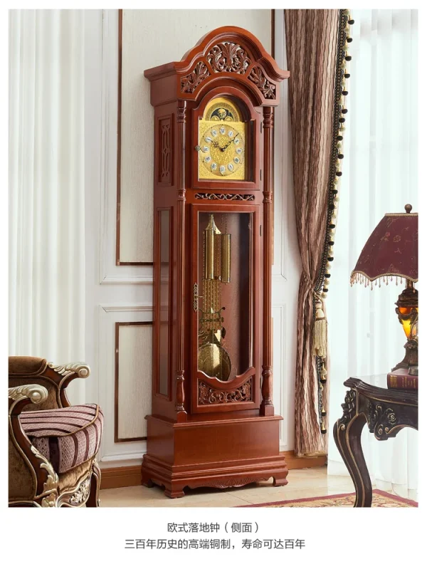 The Grandfather Clock European Luxury Mechanical Clock Solid Wood Chinese Style Villa Standing Grandfather Clock Retro - Image 17