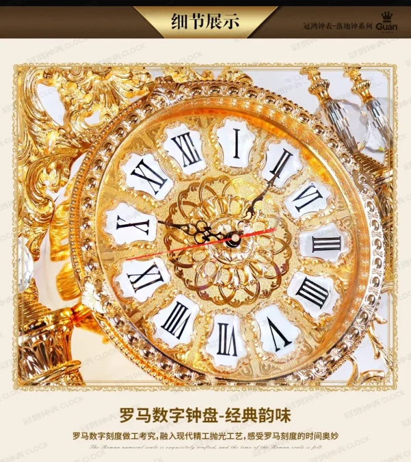 Living Room European Style Standing Grandfather Clock Golden Crystal the Grandfather Clock Living Room Luxury Villa - Image 19
