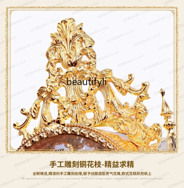 Living Room European Style Standing Grandfather Clock Golden Crystal the Grandfather Clock Living Room Luxury Villa - Image 5