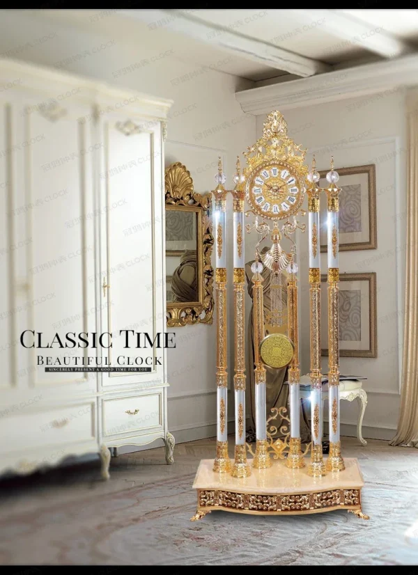 Living Room European Style Standing Grandfather Clock Golden Crystal the Grandfather Clock Living Room Luxury Villa - Image 7