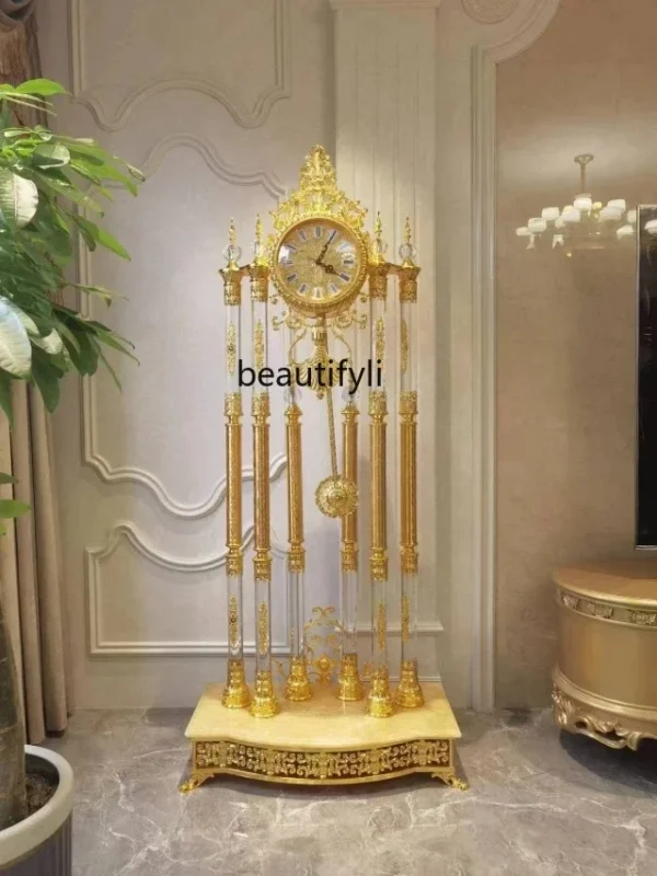 Living Room European Style Standing Grandfather Clock Golden Crystal the Grandfather Clock Living Room Luxury Villa - Image 4