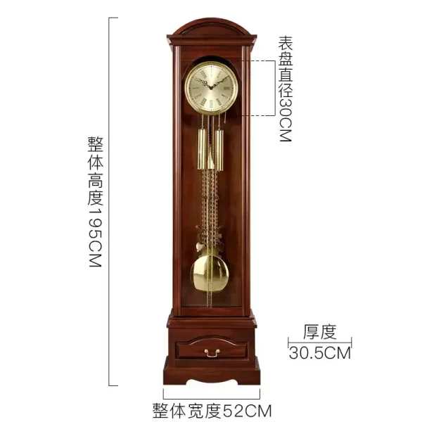 Chinese Style the Grandfather Clock Germany Hermle Imported Movement Light Luxury Mechanical Floor Clock the Grandfather Clock - Image 9