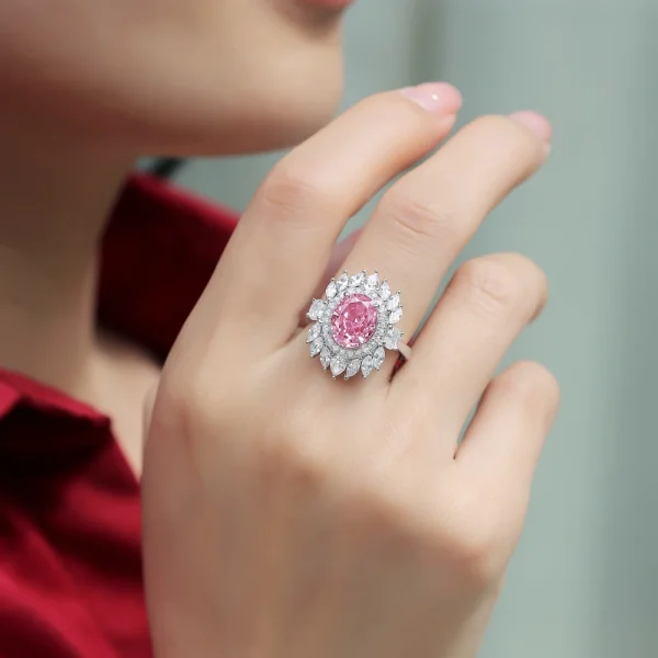 IsRabbit 18K Gold Plated 8*10MM Fancy Intense Purple Pink Created Sapphire Anniversary Ring 925 Sterling Silver Romantic Jewelry - Image 6