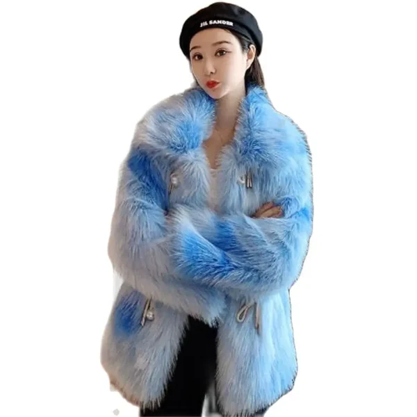 2024 Fur Coat For Women Medium-Length Pearl Buckle Women's Winter Coat Promotion Winter Jacket - Image 2