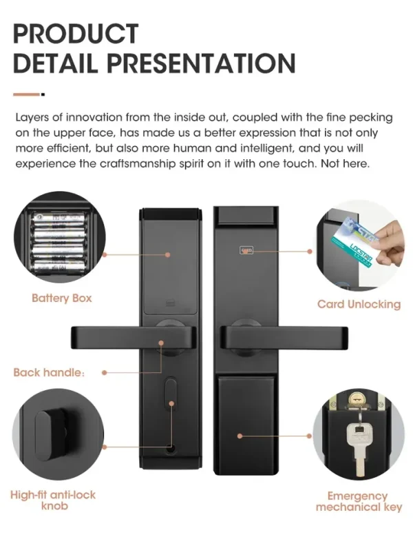 Locstar New Intelligent High-End Digital Offline Hotel Locking System Smart Card Hotel Handle Security Door Lock - Image 5