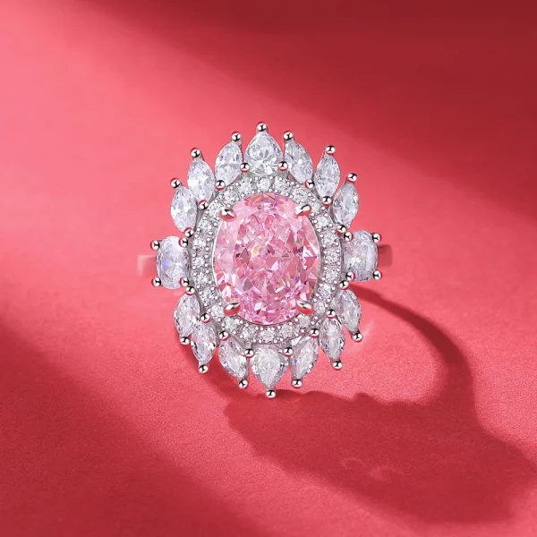 IsRabbit 18K Gold Plated 8*10MM Fancy Intense Purple Pink Created Sapphire Anniversary Ring 925 Sterling Silver Romantic Jewelry - Image 9