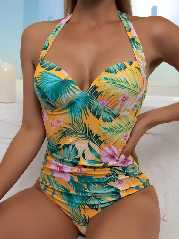 New 2024 Summer Swimwear Women One Piece Sexy Flower Pint Beach Outfits Women Slim Fit Swimsuit for Girls Beachwear Sexy Bikinis - Image 9