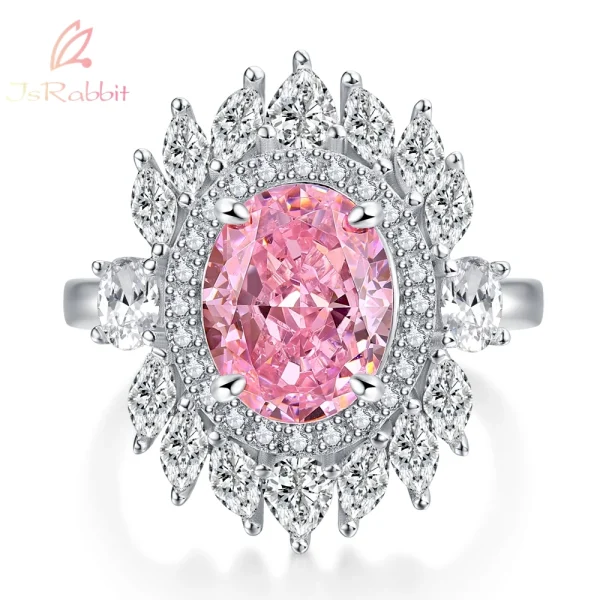 IsRabbit 18K Gold Plated 8*10MM Fancy Intense Purple Pink Created Sapphire Anniversary Ring 925 Sterling Silver Romantic Jewelry