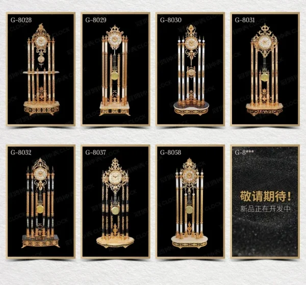 Living Room European Style Standing Grandfather Clock Golden Crystal the Grandfather Clock Living Room Luxury Villa - Image 9