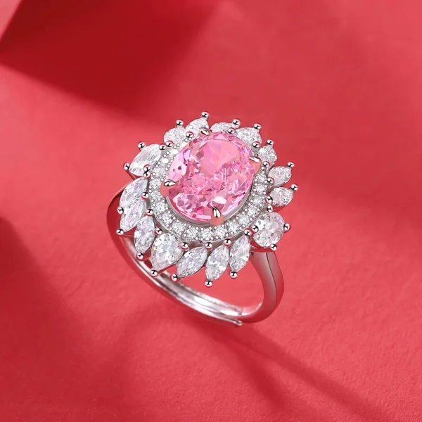 IsRabbit 18K Gold Plated 8*10MM Fancy Intense Purple Pink Created Sapphire Anniversary Ring 925 Sterling Silver Romantic Jewelry - Image 5