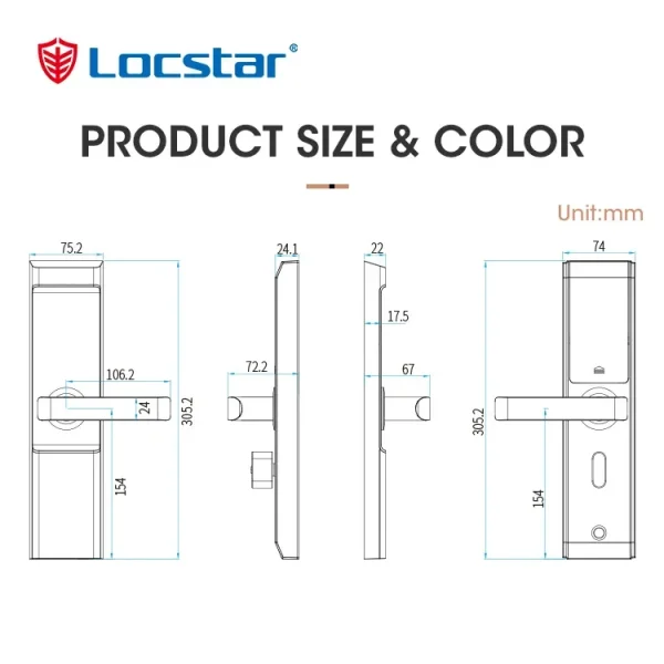 Locstar New Intelligent High-End Digital Offline Hotel Locking System Smart Card Hotel Handle Security Door Lock - Image 6