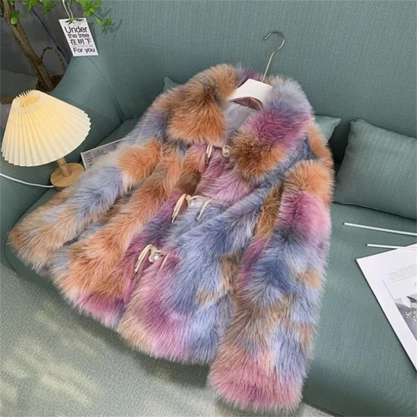 2024 Fur Coat For Women Medium-Length Pearl Buckle Women's Winter Coat Promotion Winter Jacket - Image 12