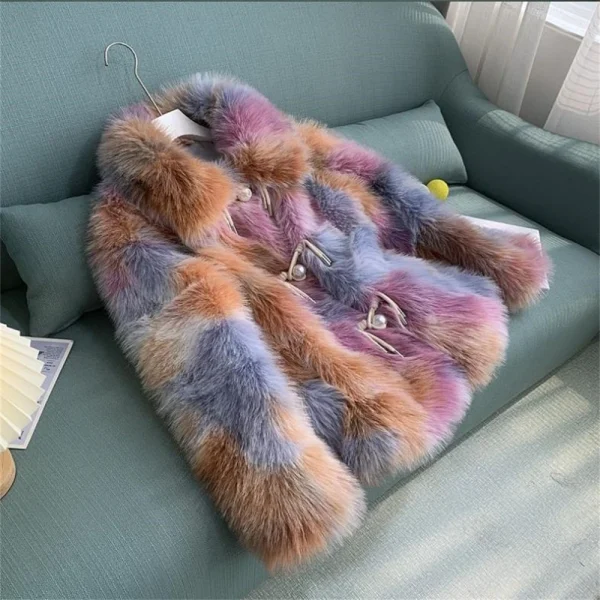 2024 Fur Coat For Women Medium-Length Pearl Buckle Women's Winter Coat Promotion Winter Jacket - Image 9