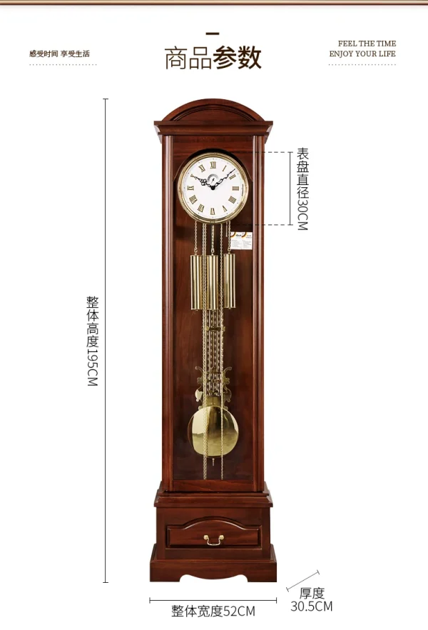 Chinese Style the Grandfather Clock Germany Hermle Imported Movement Light Luxury Mechanical Floor Clock the Grandfather Clock - Image 20