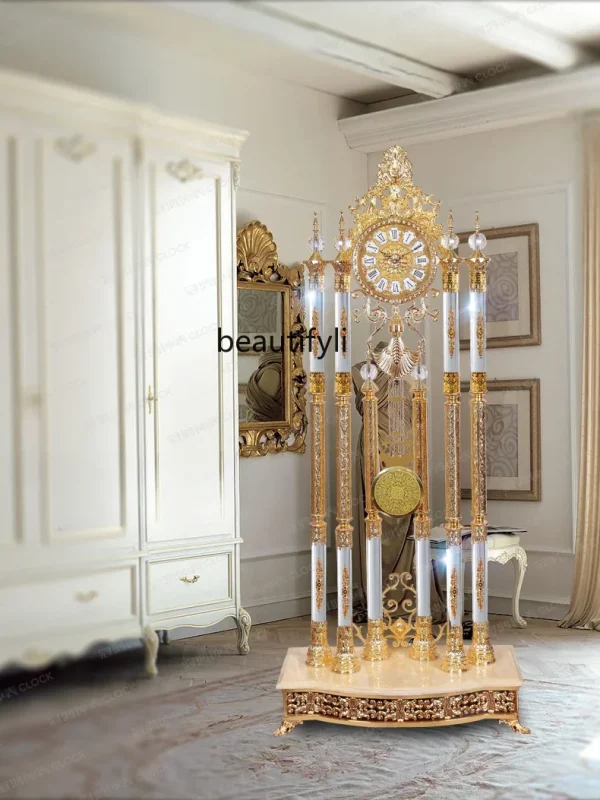 Living Room European Style Standing Grandfather Clock Golden Crystal the Grandfather Clock Living Room Luxury Villa - Image 3