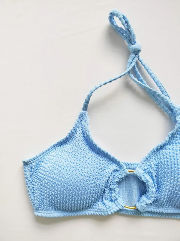 High Elastic Bikini Set 2024 Summer Three-piece Solid Color Lace-up Sexy Women Swimsuit Beach Bathing Suit Swimwear Two Pieces - Image 25