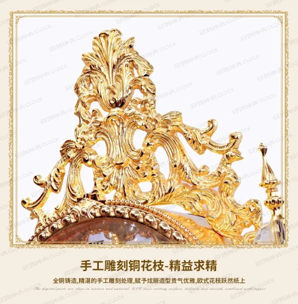 Living Room European Style Standing Grandfather Clock Golden Crystal the Grandfather Clock Living Room Luxury Villa - Image 20