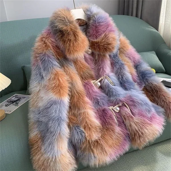 2024 Fur Coat For Women Medium-Length Pearl Buckle Women's Winter Coat Promotion Winter Jacket - Image 10