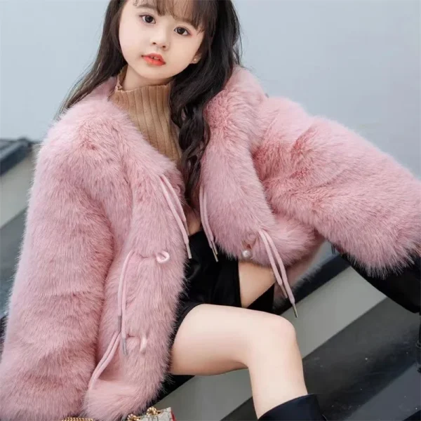 Girls Coat Jacket Winter Cotton Windbreak 2023 Soft Warm Plus Thicken Velvet Furs School Outwear Children's Clothing - Image 3